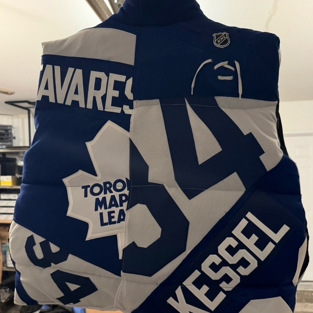 Custom Adidas Upcycled Jersey Toronto Maple Leafs Blue and White Vest - Picture 2 of 3